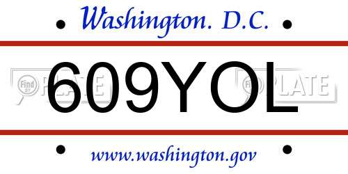 609YOL District Of Columbia License Plate