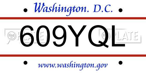 609YQL District Of Columbia License Plate