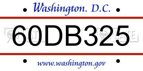 60DB325 District Of Columbia License Plate