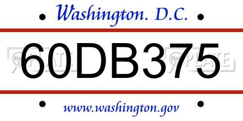 60DB375 District Of Columbia License Plate