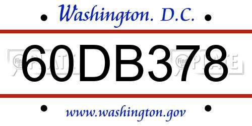 60DB378 District Of Columbia License Plate