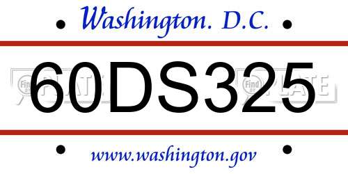 60DS325 District Of Columbia License Plate