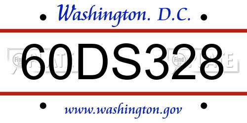 60DS328 District Of Columbia License Plate
