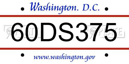 60DS375 District Of Columbia License Plate