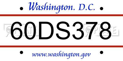 60DS378 District Of Columbia License Plate