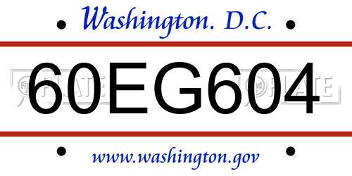 60EG604 District Of Columbia License Plate