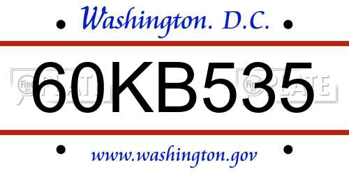 60KB535 District Of Columbia License Plate