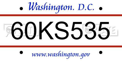 60KS535 District Of Columbia License Plate