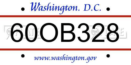 60OB328 District Of Columbia License Plate