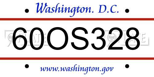 60OS328 District Of Columbia License Plate