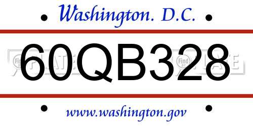 60QB328 District Of Columbia License Plate