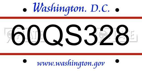60QS328 District Of Columbia License Plate