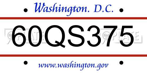 60QS375 District Of Columbia License Plate