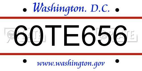 60TE656 District Of Columbia License Plate