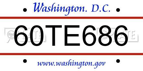 60TE686 District Of Columbia License Plate