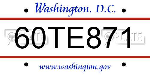 60TE871 District Of Columbia License Plate
