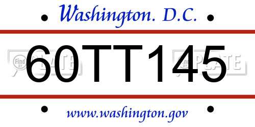60TT145 District Of Columbia License Plate