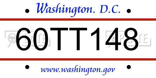 60TT148 District Of Columbia License Plate