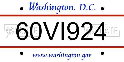 60VI924 District Of Columbia License Plate
