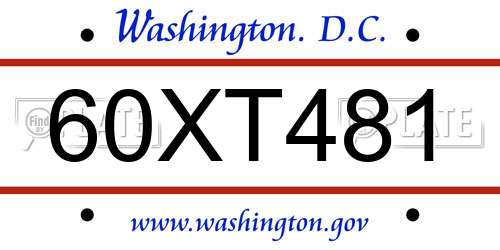 60XT481 District Of Columbia License Plate