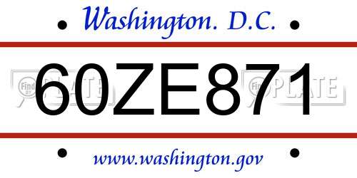 60ZE871 District Of Columbia License Plate