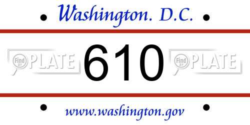 610 District Of Columbia License Plate