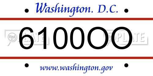 6100OO District Of Columbia License Plate