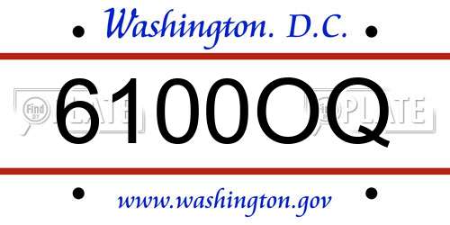 6100OQ District Of Columbia License Plate