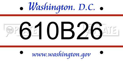 610B26 District Of Columbia License Plate