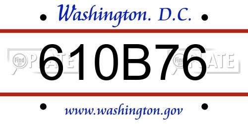 610B76 District Of Columbia License Plate