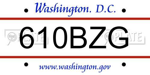 610BZG District Of Columbia License Plate