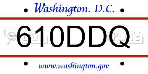 610DDQ District Of Columbia License Plate