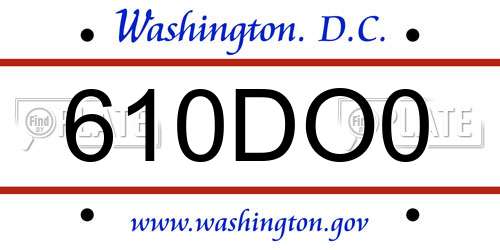 610DO0 District Of Columbia License Plate