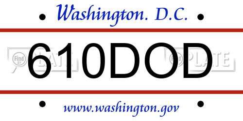 610DOD District Of Columbia License Plate