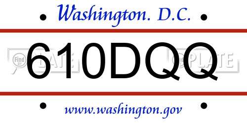 610DQQ District Of Columbia License Plate