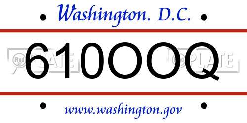 610OOQ District Of Columbia License Plate