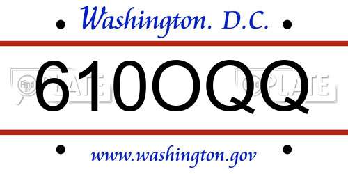 610OQQ District Of Columbia License Plate
