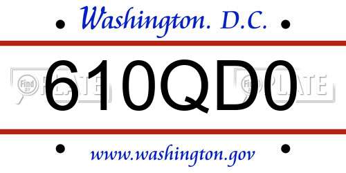 610QD0 District Of Columbia License Plate