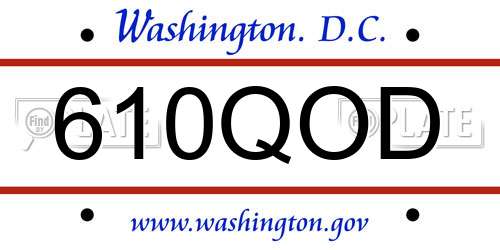 610QOD District Of Columbia License Plate