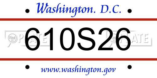 610S26 District Of Columbia License Plate