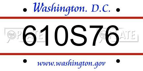 610S76 District Of Columbia License Plate