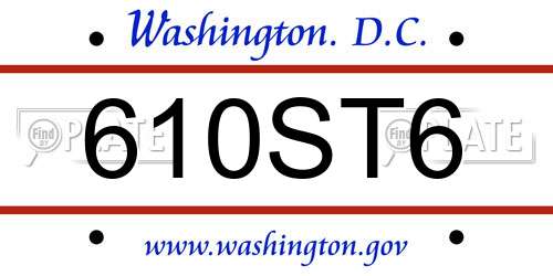 610ST6 District Of Columbia License Plate