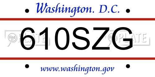 610SZG District Of Columbia License Plate