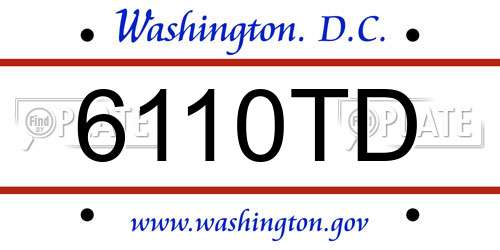 6110TD District Of Columbia License Plate