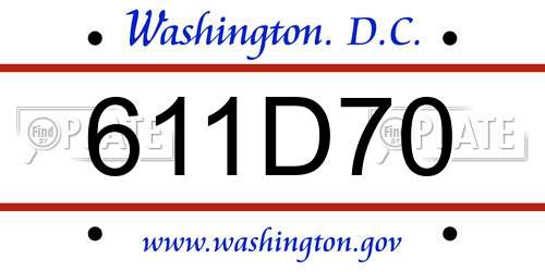 611D70 District Of Columbia License Plate