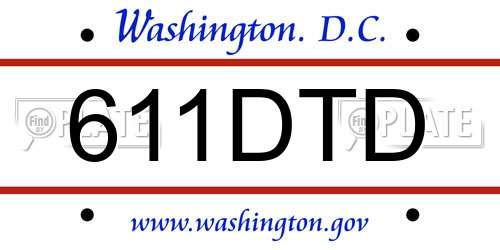 611DTD District Of Columbia License Plate