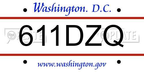 611DZQ District Of Columbia License Plate