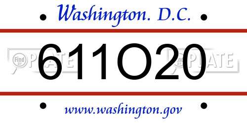 611O20 District Of Columbia License Plate