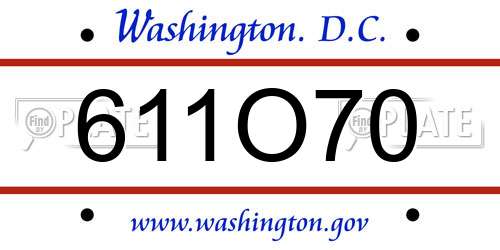 611O70 District Of Columbia License Plate