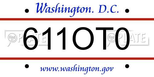 611OT0 District Of Columbia License Plate